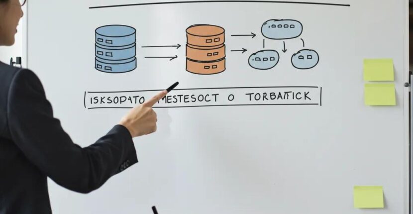Team collaborating on a database schema diagram to plan for a smooth Laravel migration