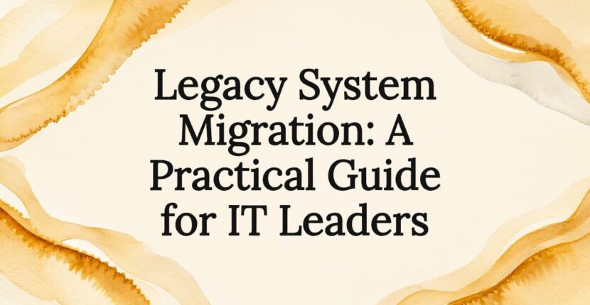 Decorative title card illustration for legacy system migration