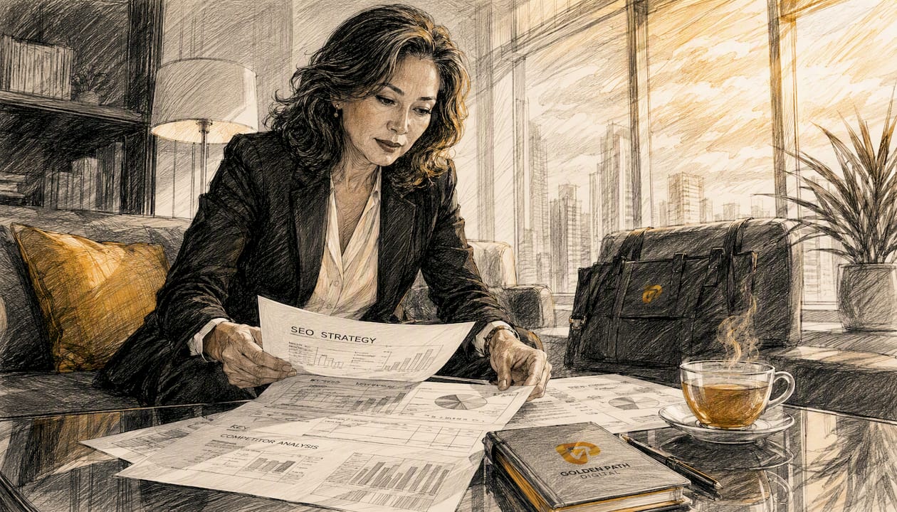 Marketing strategist reviewing SEO strategy