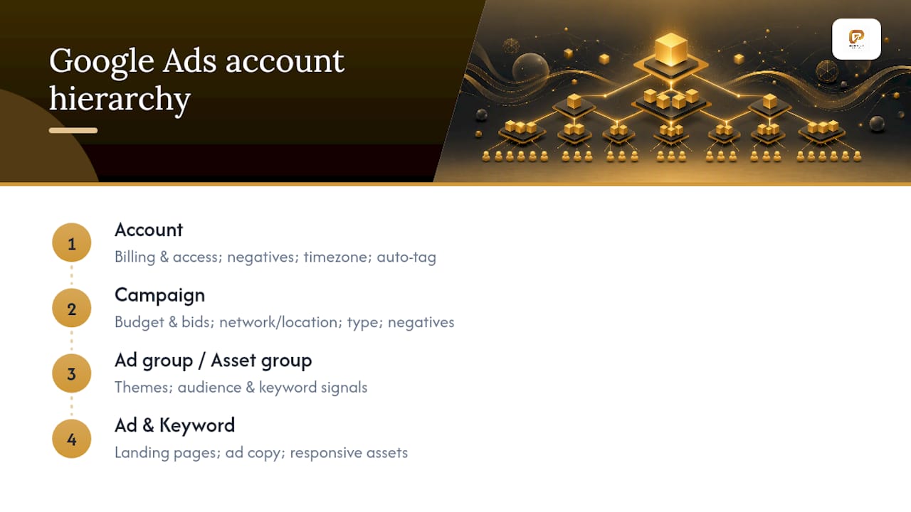 Diagram of Google Ads account structure layers