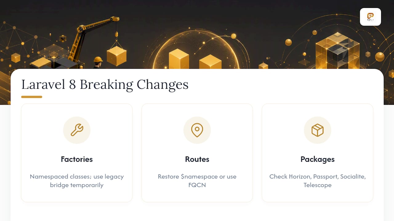 Diagram of common Laravel 8 breaking changes