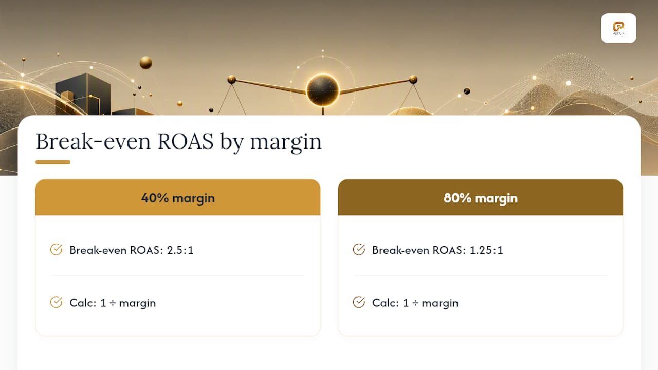 Break-even ROAS by gross margin